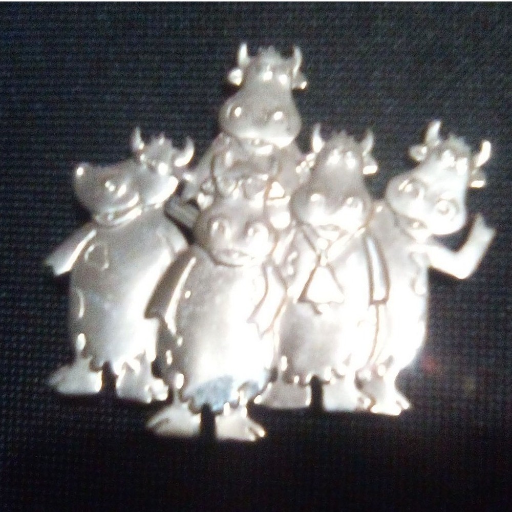 Vintage 1988‎ J.J.Jonette Pewter Cow Farm Animal Brooch Pin